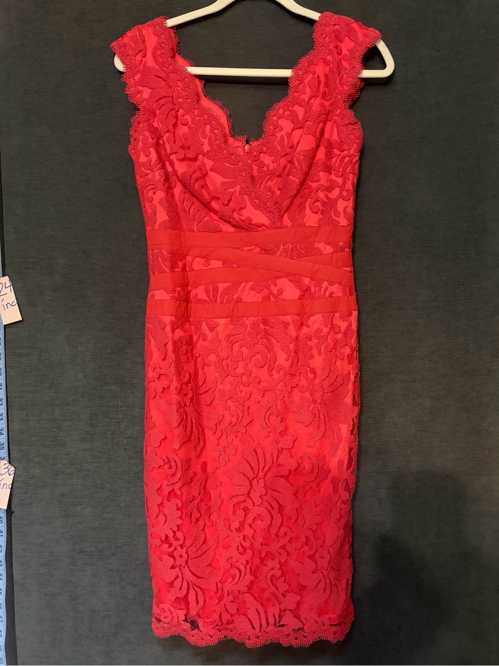 Tadashi Shoji Red Lace Midi Dress